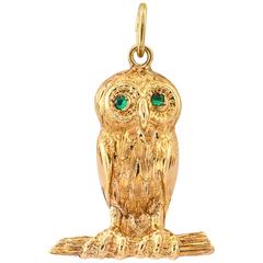 Retro  Wise Gold Owl Pendant