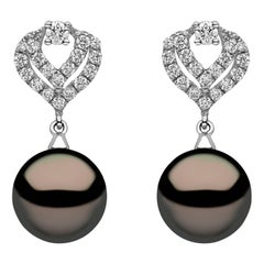 Yoko London Tahitian Pearl and Diamond Earrings in 18k White Gold