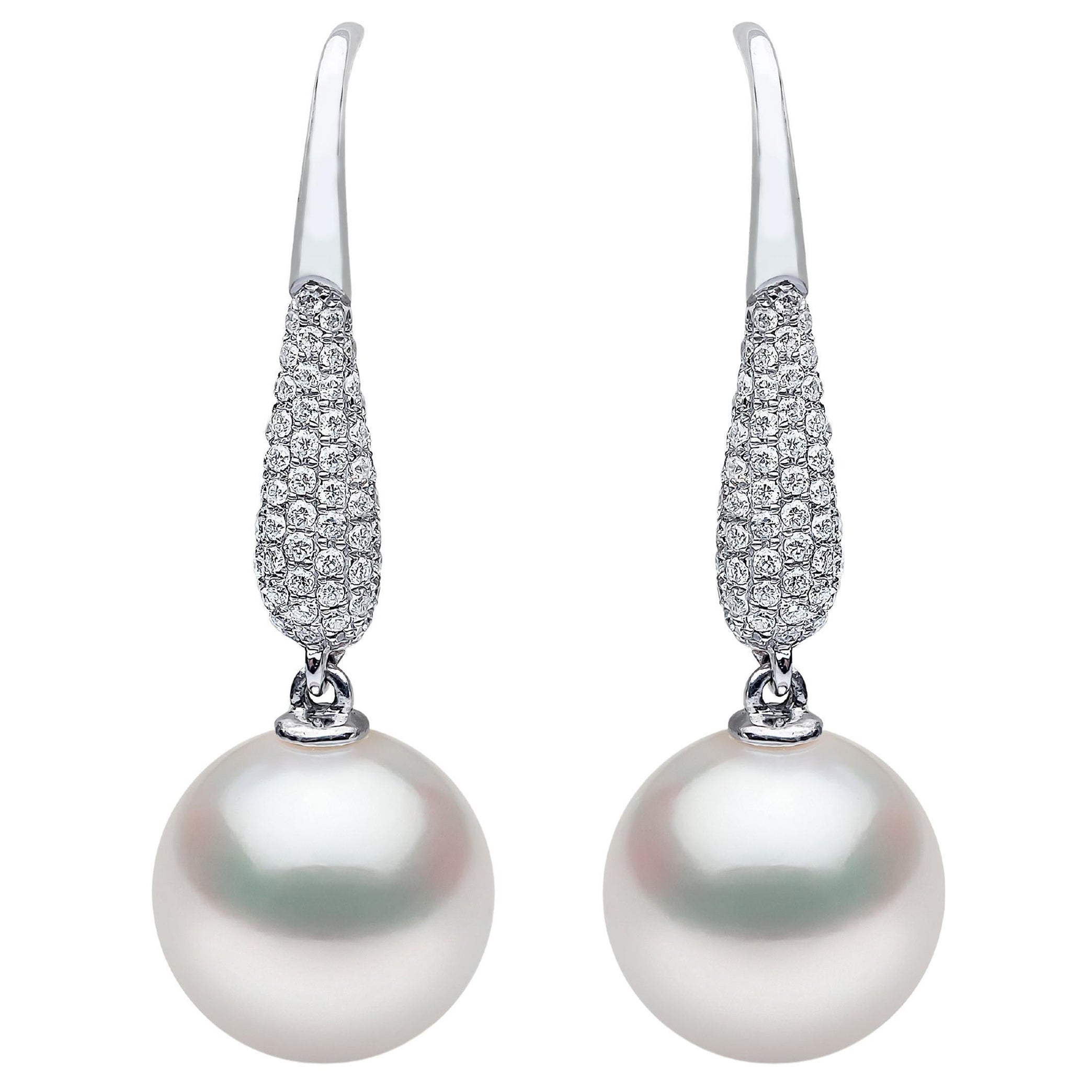 Yoko London Freshwater Pearl and Diamond Earring in 18 Karat White Gold