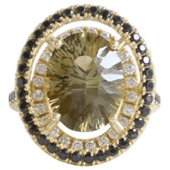 5,0 Karat Grüner Turmalin & Kanadischer Diamant Doppelhalo-Ring