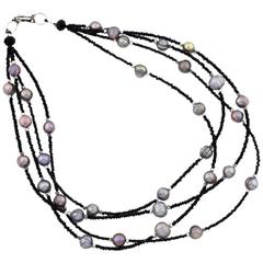 Black Spinel and Rondel Pearls Necklace 3
