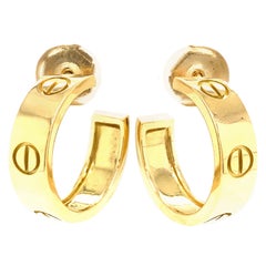 Cartier 18k Love Hoop Earrings Yellow Gold