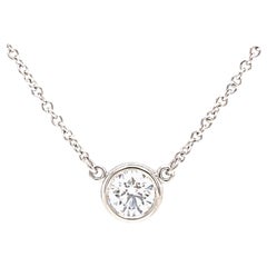 Tiffany & Co. Elsa Peretti Platinum Diamond Solitaire Pendant Necklace