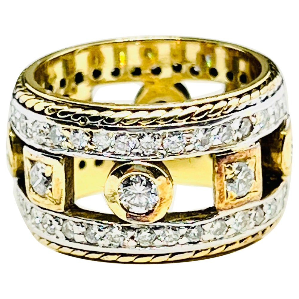 Penny Preville 18k White & Yellow Gold & Diamond Open Band Ring