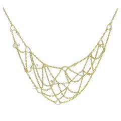 Brilliant + Polki White Diamond Yellow Gold Fringe Bib Chain Necklace, Kothari