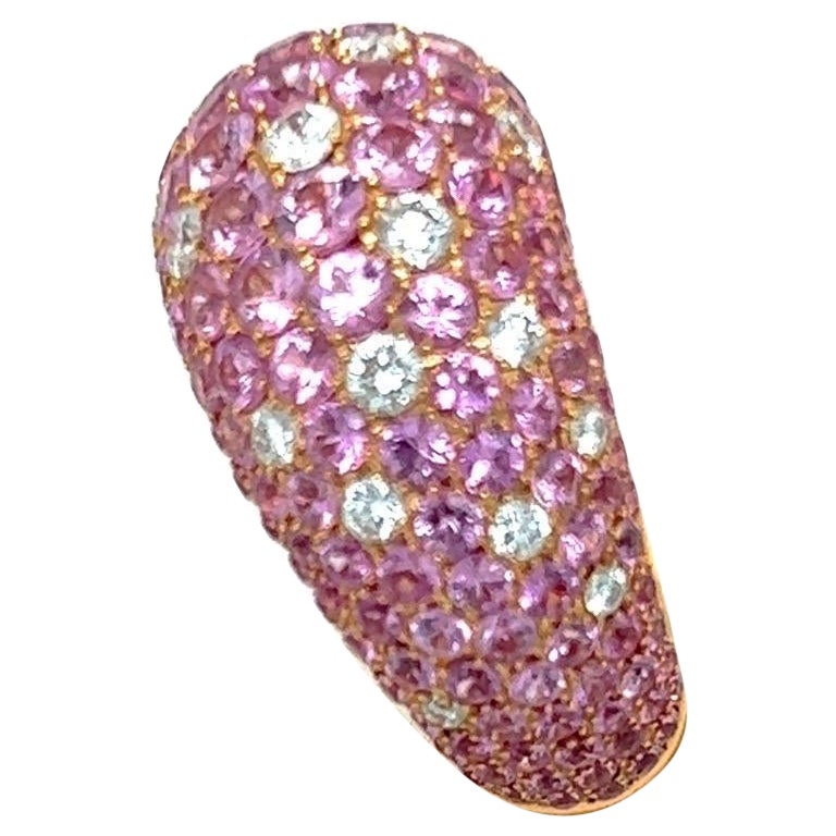 Stenzorn 18 Karat Rose Gold Ring with 8.20cts Pink Sapphires 0.90cts, Diamonds For Sale