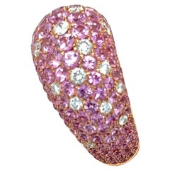Anello Stenzorn in oro rosa 18 carati con zaffiri rosa 8,20cts 0,90cts, Pink Diamond