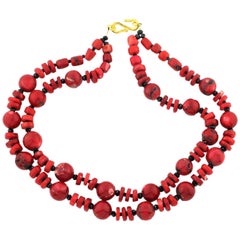 Natural Bamboo Coral & Coral Necklace