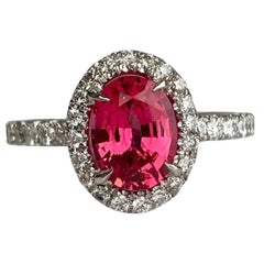 Vintage Platinum Oval Spinel 1.29cts and Diamond Ring