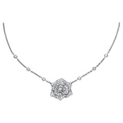 Used Piaget 30th Anniversary Yves Piaget Rose Diamond Pendant Necklace 18k White Gold