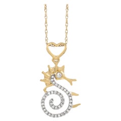 LB Exclusive 14k Yellow Gold 0.11 Carat Diamond Pendant Necklace
