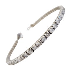 5.55 Carat Round Brilliant Natural Diamond Tennis Bracelet 14 Karat White Gold