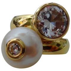 Silver Sapphire Pearl Diamond Gold Stacking Rings