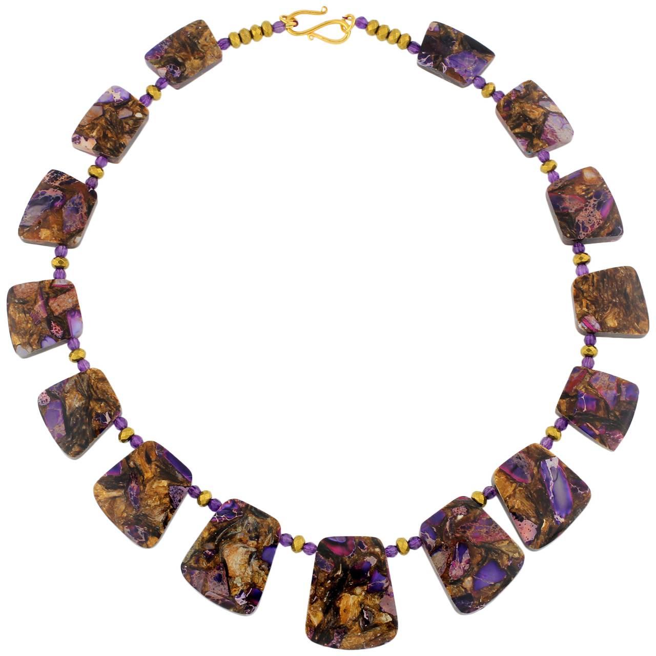 Multi-Color Jasper & Amethysts Necklace