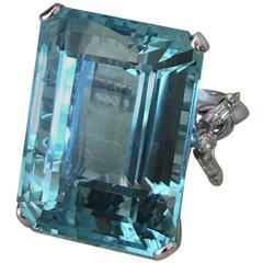 51.48 Carat Aquamarine Diamond Platinum Ring 7