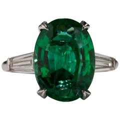1960s 4.31ct Emerald and Diamond Ring