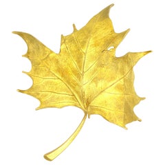 John Iversen Large Gold Maple Leaf Brooch
