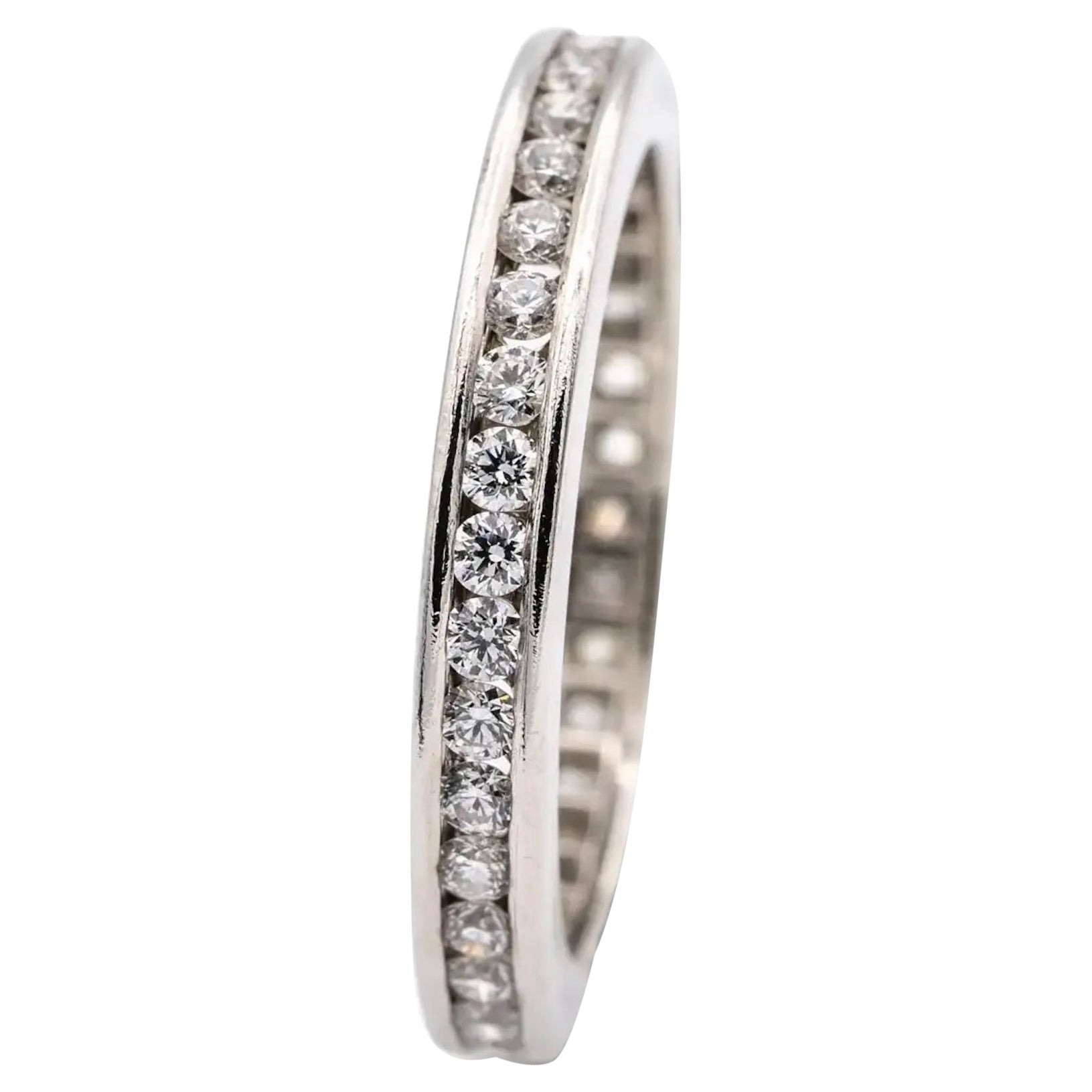 Cartier Ballerine Platinum Channel Set Diamond Eternity Band Ring .40cts TW  For Sale at 1stDibs