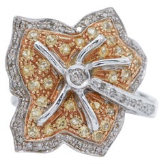 Ring aus 14 Karat Weiß- und Roségold mit Topas, Diamanten