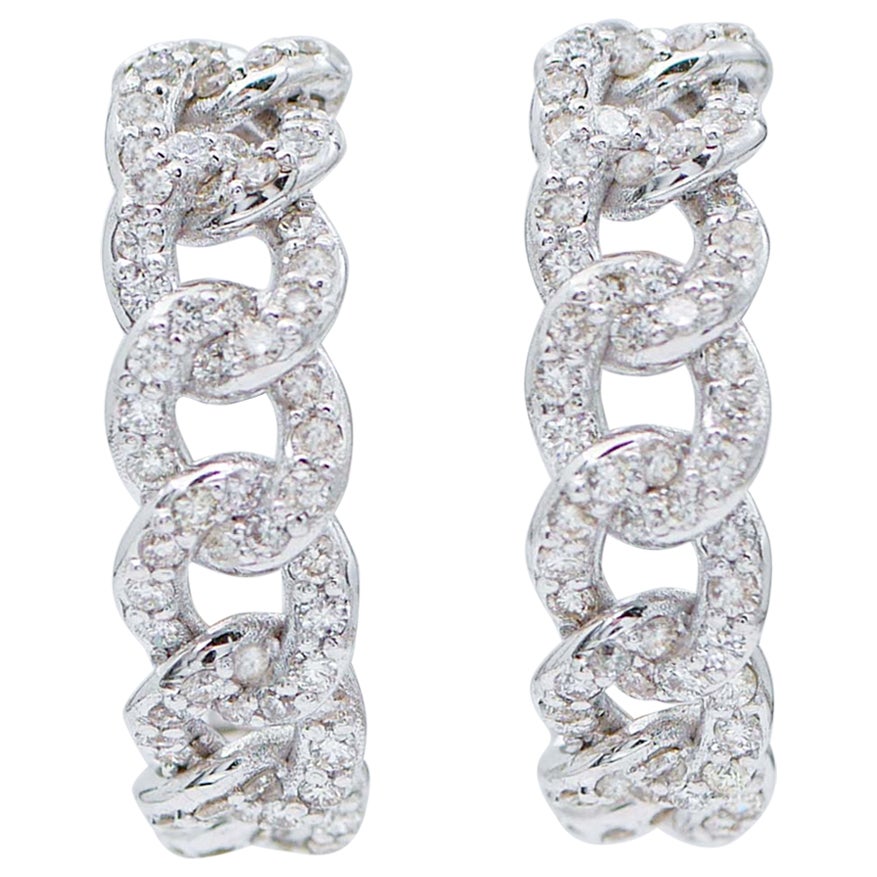 Diamonds, 18 Karat White Gold Modern Earrings.