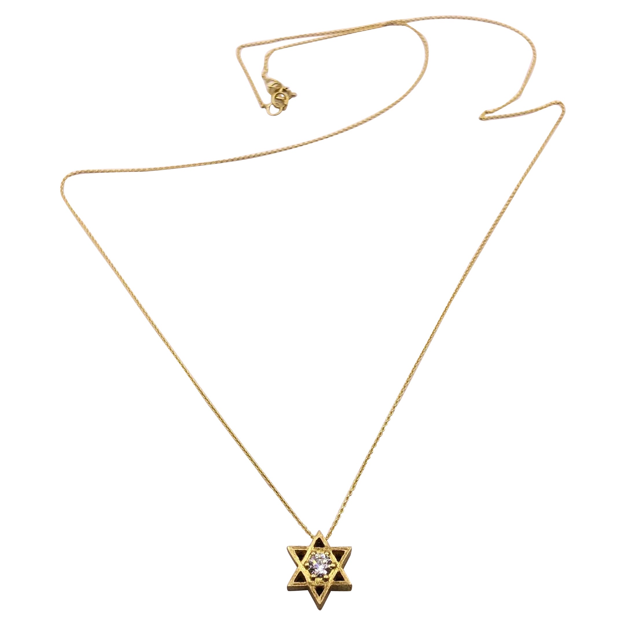Star of David 18k Gold and Diamond Necklace For Sale