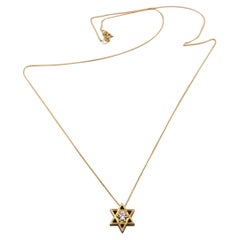 Used Star of David 18k Gold and Diamond Necklace