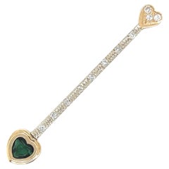 Magic Wand Pendant Green Tourmaline Heart And Diamonds Yellow/White Gold