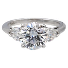 Tiffany & Co. Platinum 3 Stone Round Diamond Engagement Ring 2.86ct TW EVS1