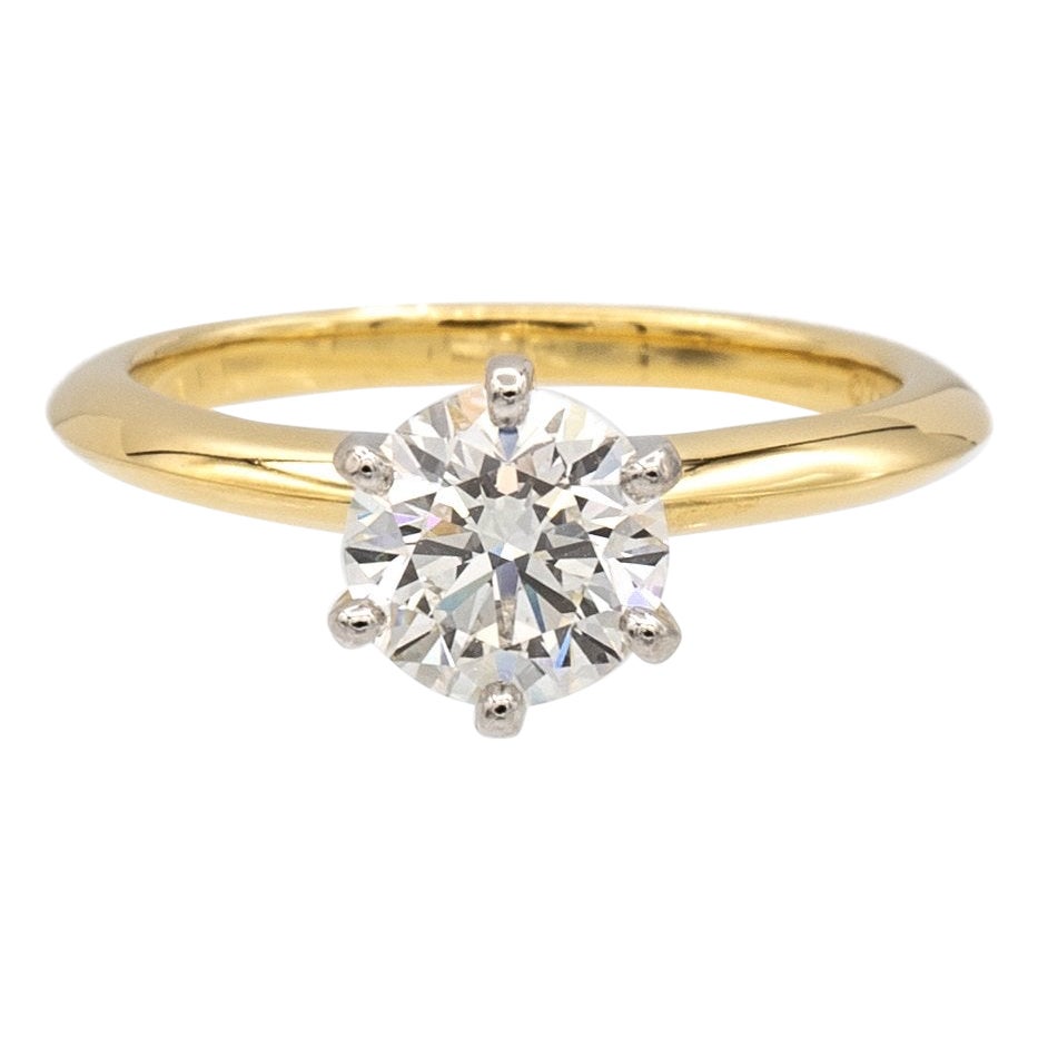 Tiffany & Co. 18k Gold Platinum Round Diamond 1.09ct I IF Engagement Ring