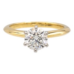 Tiffany & Co. 18k Gold Platinum Round Diamond 1.09ct I IF Engagement Ring