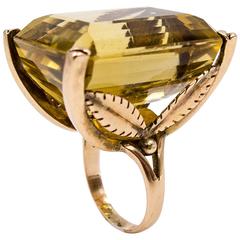 Massive Retro Citrine Topaz Gold Ring 3