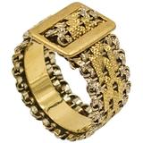 Two-Color Gold Woven Mesh Belt Band Ring
