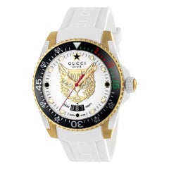 Orologio Gucci Dive Cat Dial White Rubber Strap YA136322