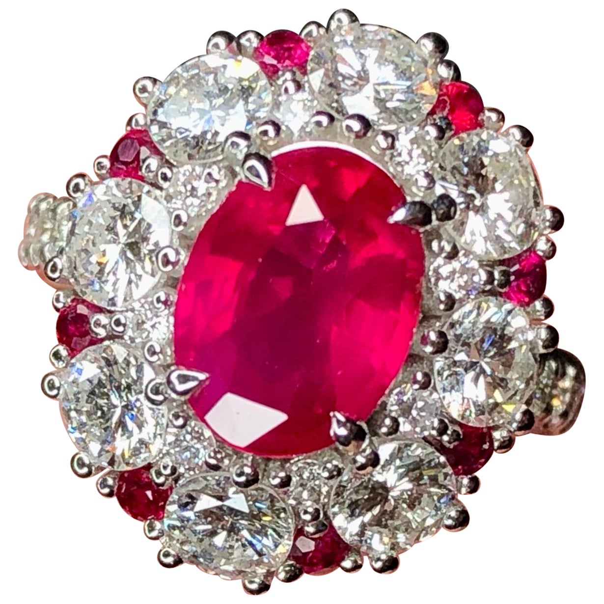 2.02 Carats GRS First Page Pigeon Blood Mozambuqie Ruby Ring