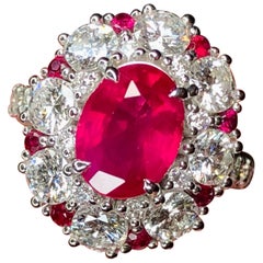 2.02 Carats GRS First Page Pigeon Blood Mozambuqie Ruby Ring