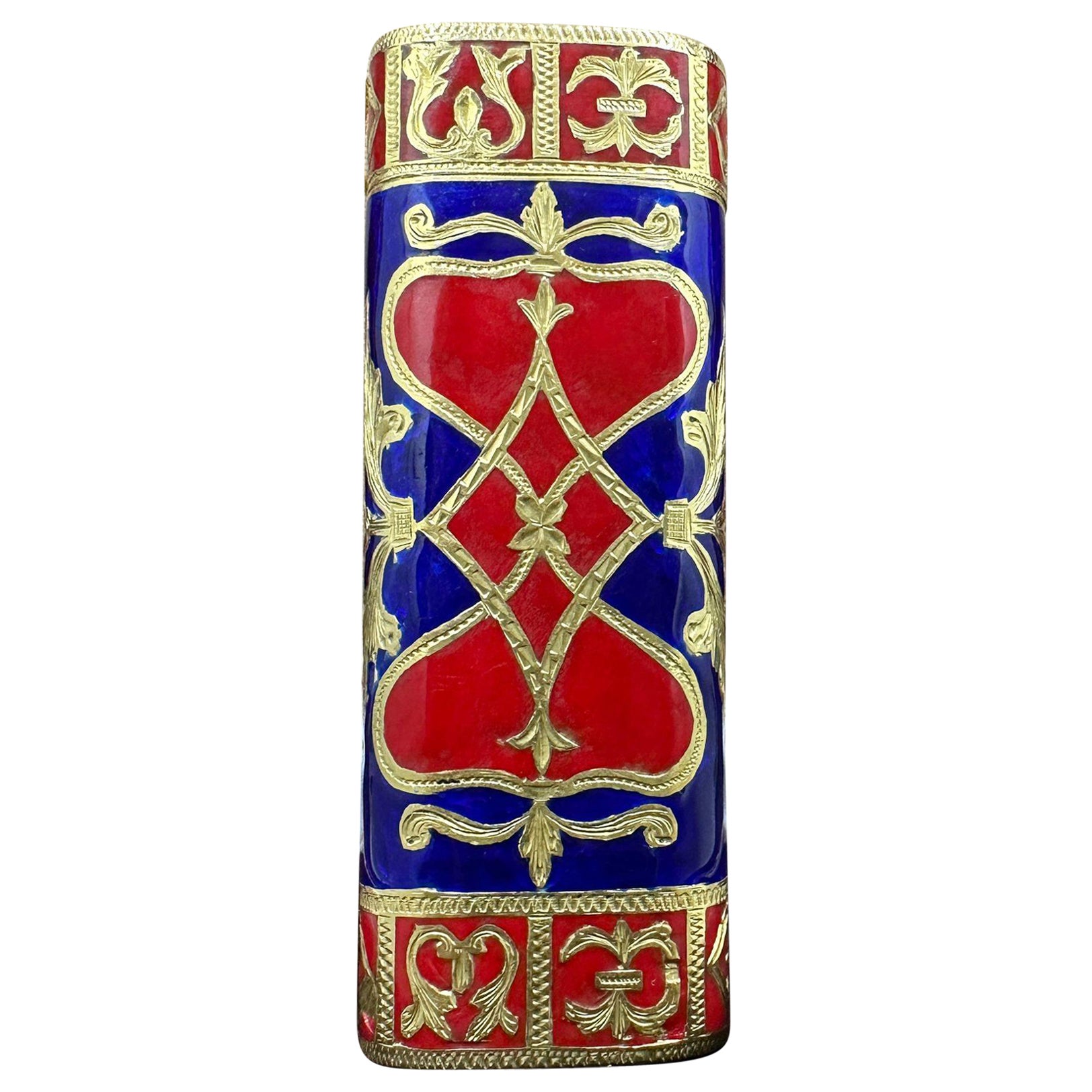 Very Rare Le Must De Cartier “Royking” Lighter, Gold Plated & Enamel, Circa 1980