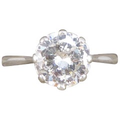 1930s 1.77ct Round Brilliant Cut Diamond Solitaire Engagement Ring in 18ct&Plat