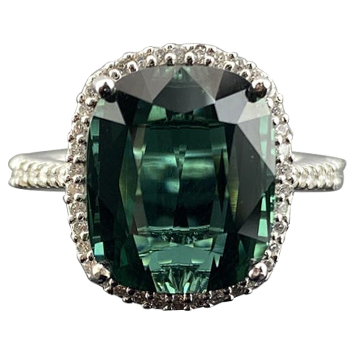Certified 9.41 Carat Tourmaline and Diamond Engagement Ring For Sale