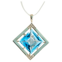 14ct Gold Pendant with Topaz and Diamonds