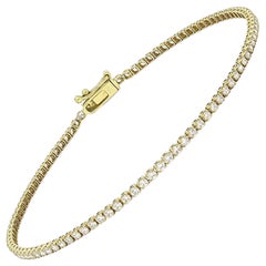 18kt Yellow Gold Single Row 4 Prong Natural Diamond Tennis Bracelet