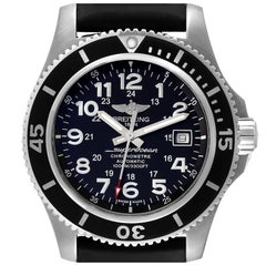 Breitling Montre pour homme Superocean II à cadran noir 44 mm en acier avec boîte et papiers d'origine A17392
