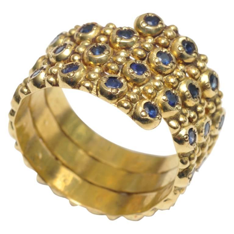Coil Ring with Faceted Sapphires