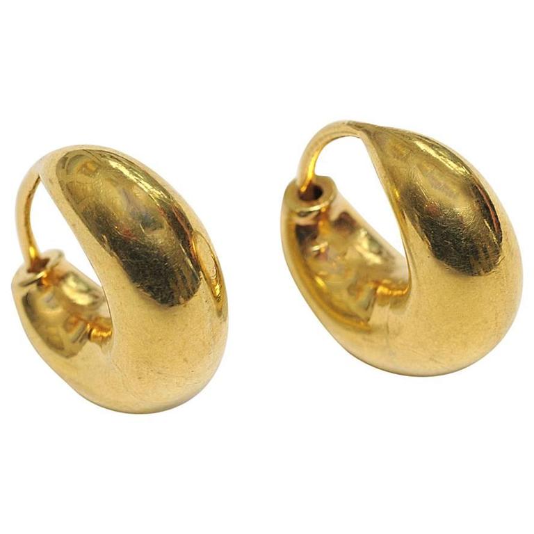 18K Gold "Cashew" Hinged Hoops at 1stDibs