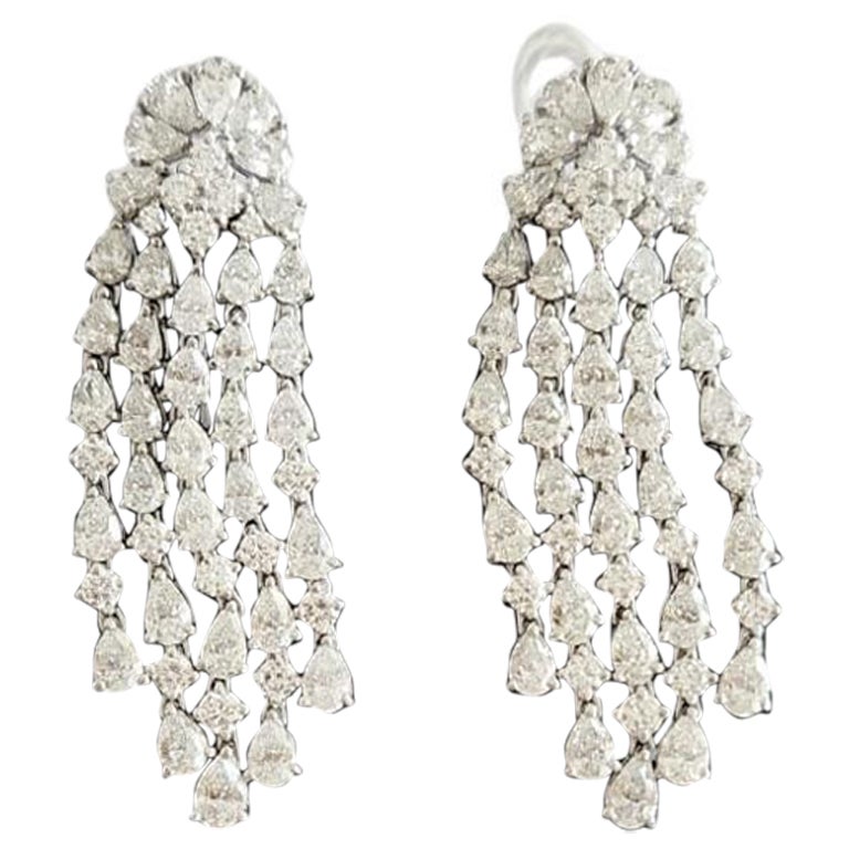 85, 000 Magnificent 18 Karat Gold Fancy Cascading Diamond Drape Drop Earrings
