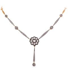 Rose-Cut Diamond Gold Pendant Necklace 3
