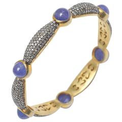 Cabochon Tanzanite and Diamond Bangle 7