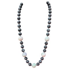 Certified 850cts Jade Bead Necklace, Lavender, Green, Black & Grey, Lucky Jade