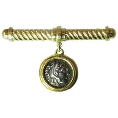 Alexander the Great Roman Coin Gold Flexible Bar Pin