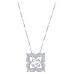 HARAKH Collier pendentif en or blanc avec diamants brillants et taille rose de 0,50 carat