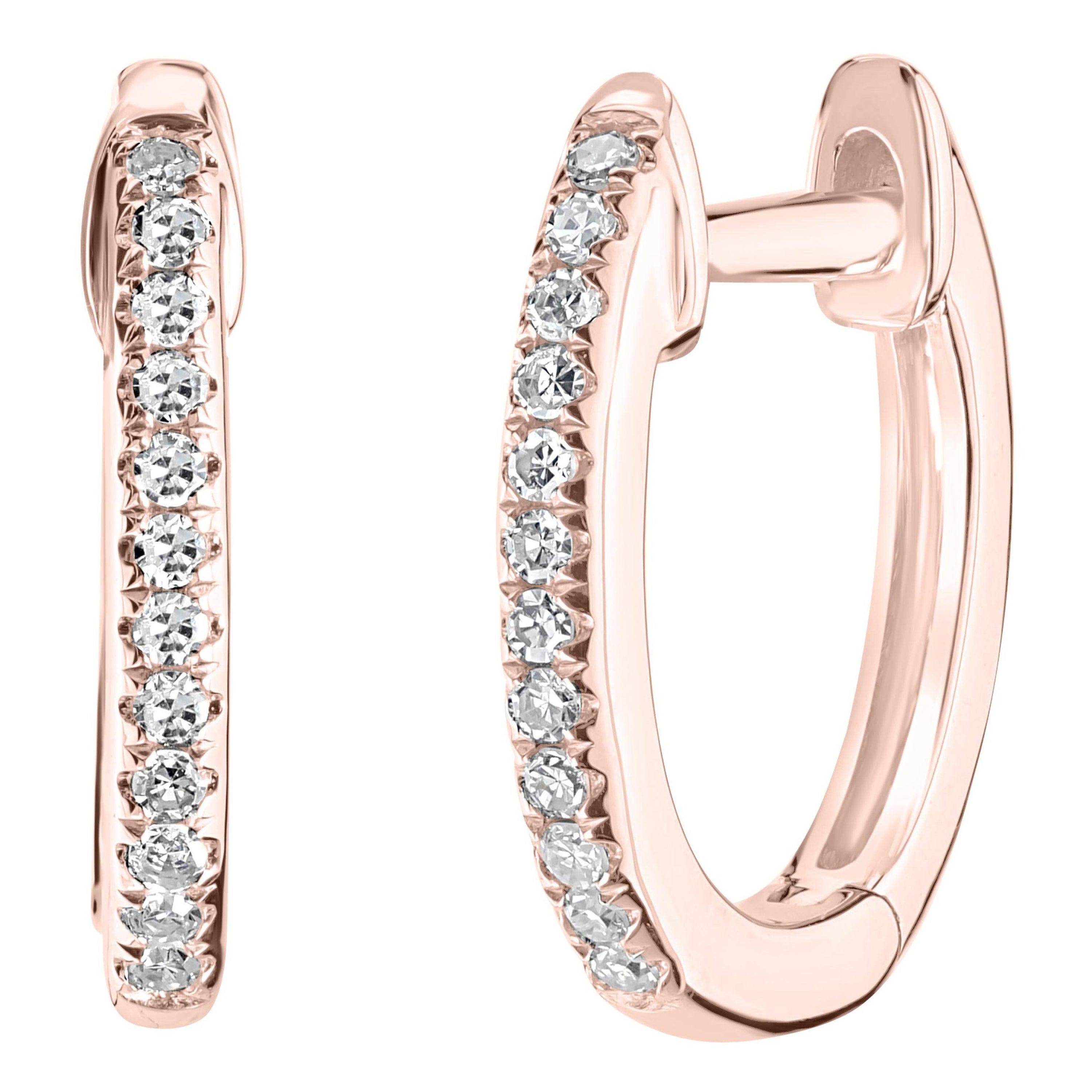 Boucles d'oreilles Luxle en or rose 18 carats avec diamants ronds et pavés